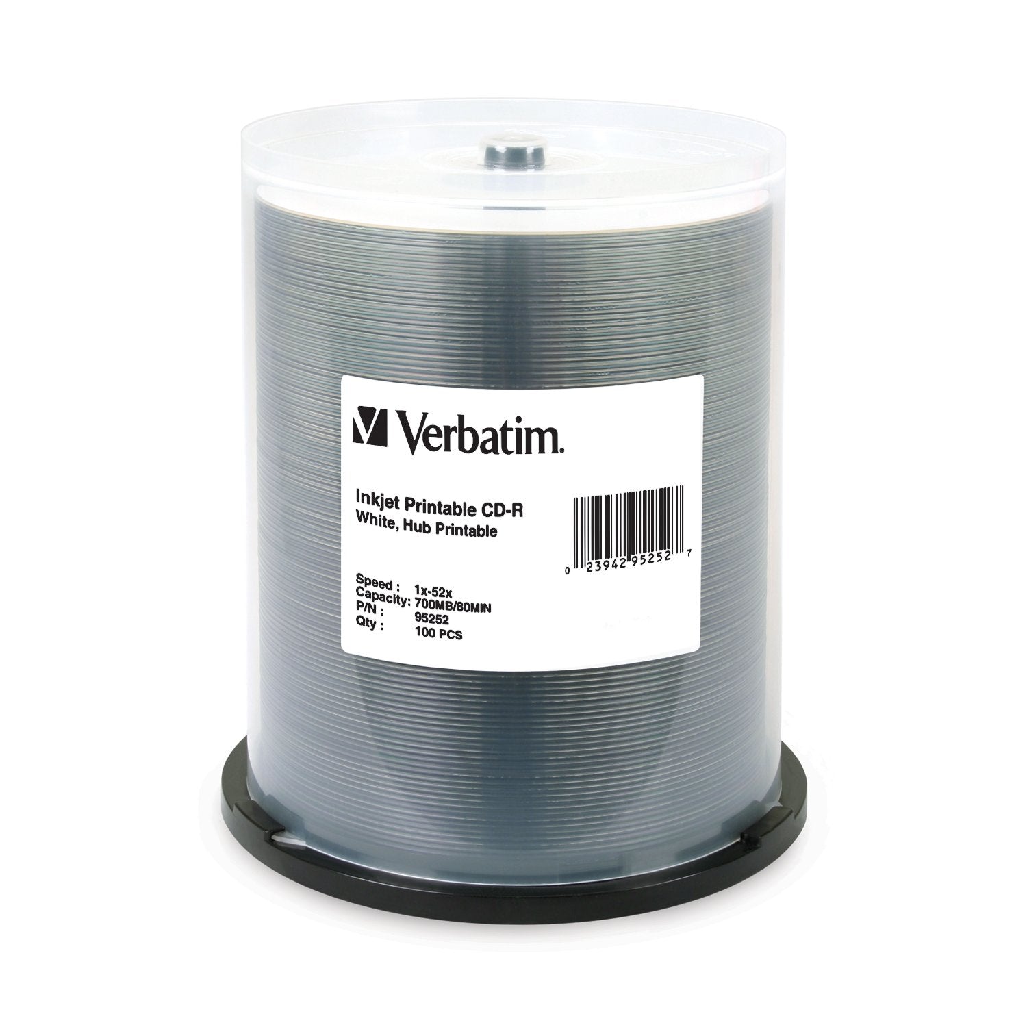 Verbatim 52X Inkjet White Hub Print CDR/100PK