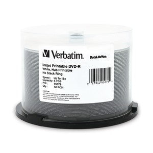 Verbatim 16X Inkjet White Hub Printable DVD-R/50PK