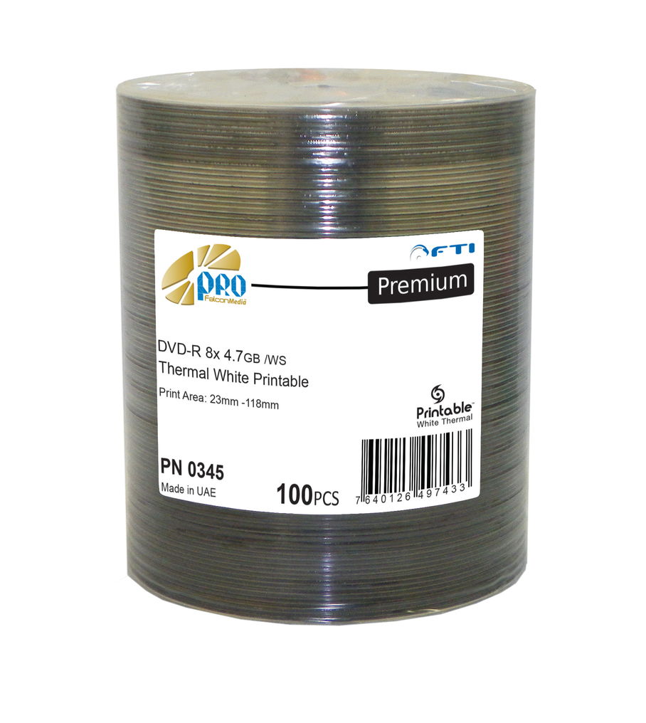 Falcon 8X Thermal White Hub Printable DVD-R/100PK - Carton of 600 Discs